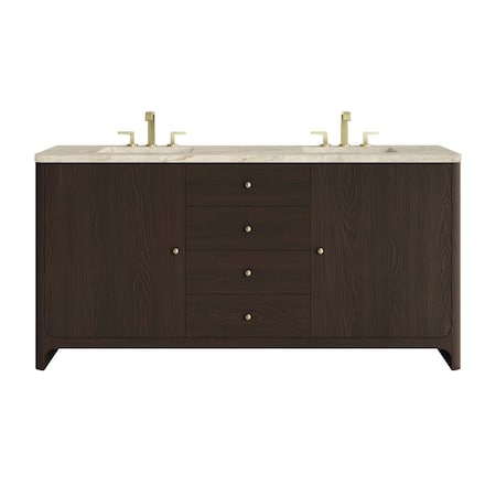James Martin Vanities Gracyn 72" Double Vanity, Sable, w/ 3 CM Tajnar Eclos Top w/FreePower Wireless Charger D125-V72-SBL-FTJR
