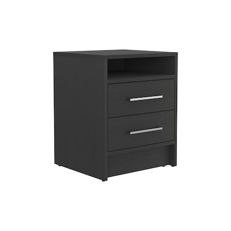 Homeroots 20" Black Two Drawer Faux Wood Nightstand 543667