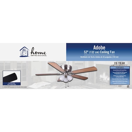 Home Impressions Adobe 52'' Brushed Nickel Ceiling Fan with Light Kit CF52ADO5BN-B