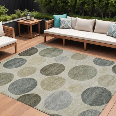 Homeroots 8' X 10' Taupe Beige And Ivory Geometric Washable Indoor Outdoor Area Rug 630600