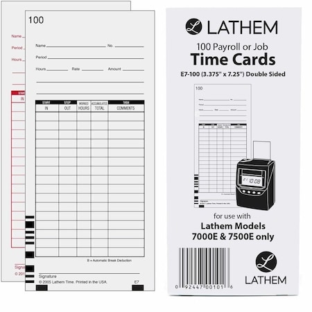 Lathem Time Time Card, 7000E, PK100 E7-100