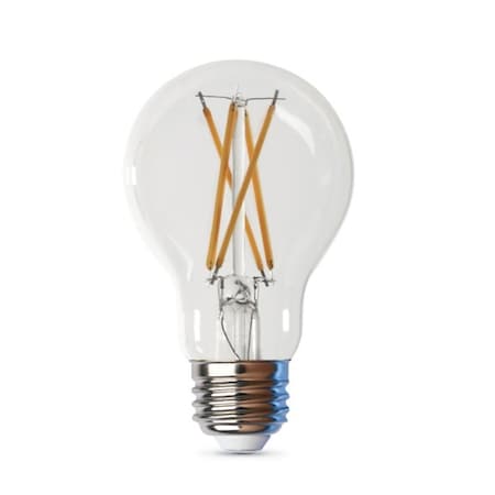 Feit Electric Filament LED Bulb, Type A, A19 Lamp, 60 W Equivalent, E26 Lamp Base, Dimmable, Clear, 4PK A1960CL930CA/FIL/