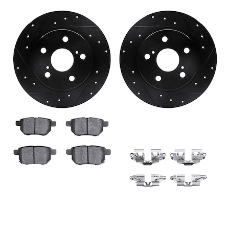 Dynamic Friction Co DFC Rotors-Drilled & Slotted-Black w/ 5000 Advanced Brake Pads Incl Hdw 8512-91000