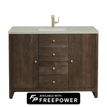 James Martin Vanities Gracyn 48 in. Single Vanity, Sable, w/ 3 CM Victorian Silver Silestone Top D125-V48-SBL-FVSL