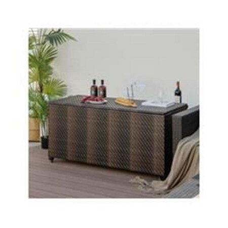 Costway 96 gal PE Wicker Outdoor Storage Box with 4 Wheels, Brown NP10549CF