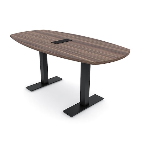 Skutchi Designs Arc Boat Conference Table With Power, 36 in W, 72 in L HAR-ABOT-36X72-T.BK-H3041-EBLK