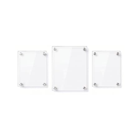 Azar Displays Floating Acrylic Gallery Wall Frame Set, 1" Stand off, Silver, 3PK 105704-SLV