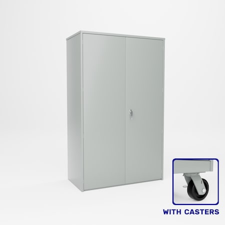 Pucel Heavy Duty Storage Cabinet with Casters, 48 in W x 84 in H x 24 in D, 4 Adjustable Shelves, Gray HDSC-4878-24-4C