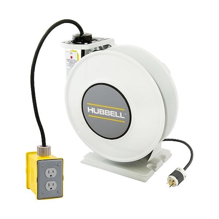 Hubbell Wiring Device-Kellems ExtensionCordReel, White, 35ft, 12AWG HBLI35123R220