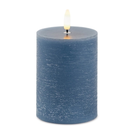 Homeroots Set of Two Blue Flameless Pillar Candles, 2PK 633851