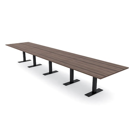 Skutchi Designs 20ft Conference Table W/ Power Unit | 20 Person Modular Rectangular Meeting Table | Harmony Series HAR-REC-48x240-T.BK-H3041-NA