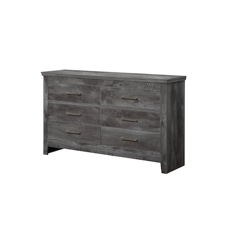 Homeroots 57" Gray Solid and Manufactured Wood Six Drawer Double Dresser 486001