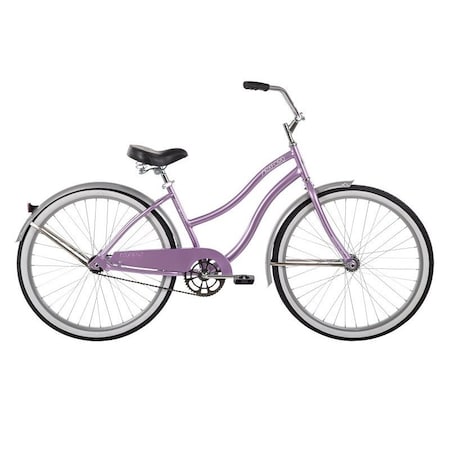 Huffy Cruiser Bicycle, Ladies, 12+, Steel Frame, Coaster Brake, 26 in Dia Wheel, Lilac 66632