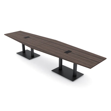Skutchi Designs Hexagon Conference Table With Power Unit, 48 in W, 168 in L, Brown HAR-HEX.IR-48X168-DOU-H3041-ESIL