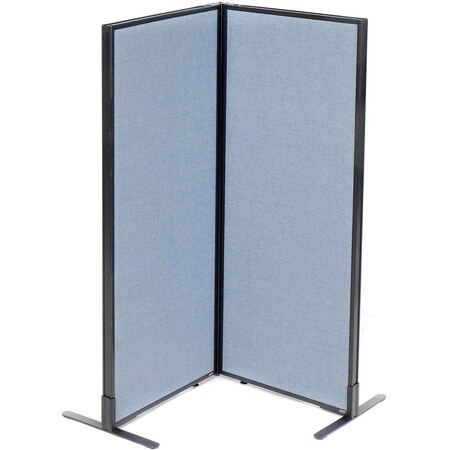 Global Industrial Interion Freestanding 2-Panel Corner Room Divider, 24-1/4"W x 60"H Panels, Blue 695062BL