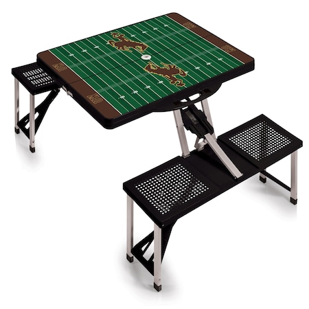 Picnic Time Family Of Brands Wyoming Cowboys - Football Field - Picnic Table Portable Folding Table, Black 811-00-175-695-0