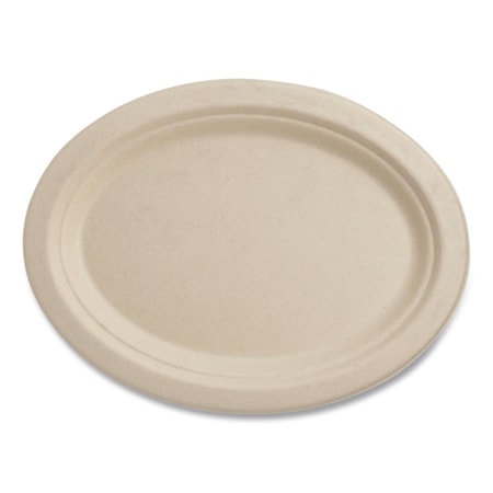 World Centric Fiber Plates, Paper, 12" dia, Oval, Natural, 500PK PLSCU12OLFP