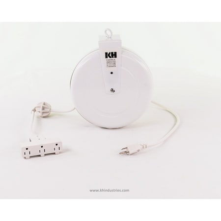 Kh Industries Retractable Cord Reel, Light Duty, CRA Series, 10 Amp, Triple Tap CRA-B515-T16G-3