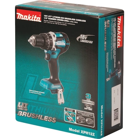 Makita 18V LXT Lithium-Ion Brushless 1/2'' Compact Cordless Hammer Drill, Tool Only XPH12Z