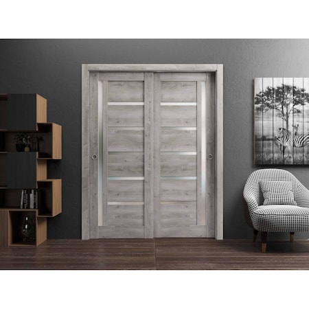 Sartodoors Sliding Closet Bypass Doors Grey Solid Core Modern Interior QUADRO4088DBD-NEB-36