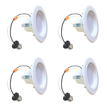 Bulbrite 9w 60w Equivelant 4 in. Downlight Retrofit LED Light Bulb Medium Base (E26) White Round 4000K, 4PK 861495