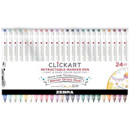 Clickart Marker, Assorted, Bullet Tip, Retractable 69824