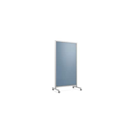 Ghent EZ Mobile Glassboard, Aluminum Frame, Non-Magnetic, 75''H x 38''W, Denim EZ1NA7538DM