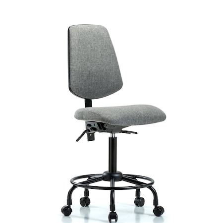 Blue Ridge Ergonomics Fab Med Bench Chair, Bk, RT, Cast, Gry, No Arms, 24" to 31" Height, Gray BR-FMBCH-MB-RT-T0-A0-RC-F44