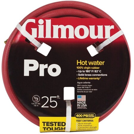 Gilmour 18-58025 Garden Hose, 25 ft L, Rubber, Red 887251-1001