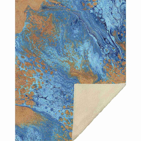 Homeroots 50" X 70" Cobalt And Copper Abstract Microfiber Plush Throw Blanket 712308