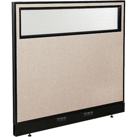 Global Industrial Interion Electric Office Partition Panel with Partial Window, 48-1/4"W x 46"H, Tan 694755WETN