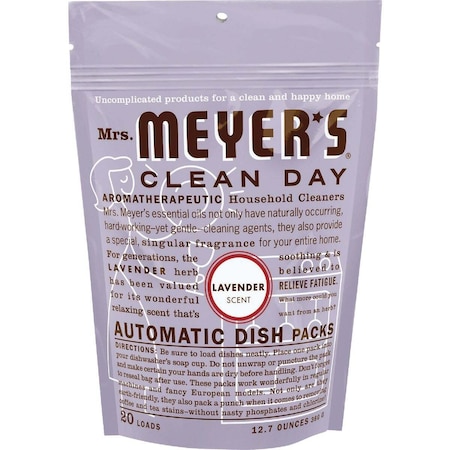 Mrs. Meyers Clean Day Dishwasher Detergent, 12.7 oz, Lavender, White, 20PK 14164