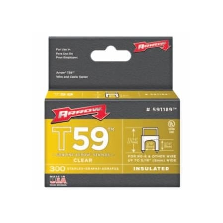 Arrow Fastener T59 Type Staples, 5/16 in L x 5/16 in W, Clear 091-591189