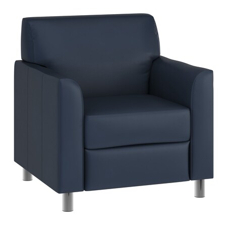 Flash Furniture HERCULES Diplomat Navy LeatherSoft Chair with Clean Line-Stitched Frame and Chrome Legs BT-827-1-NVY-CHR-GG
