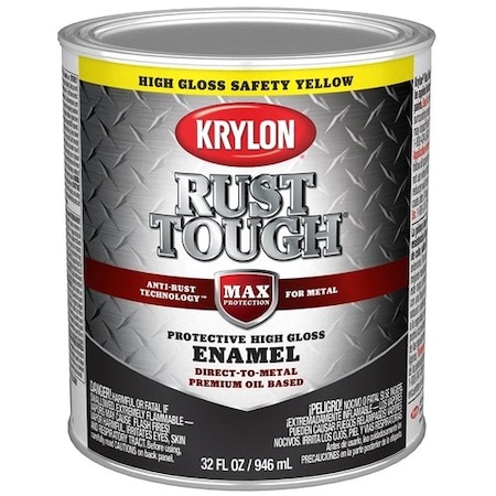 Krylon Rust Tough Gloss Anti-Rust Safety Color Rust Control Enamel, Safety Yellow, 1 Qt. K09713008