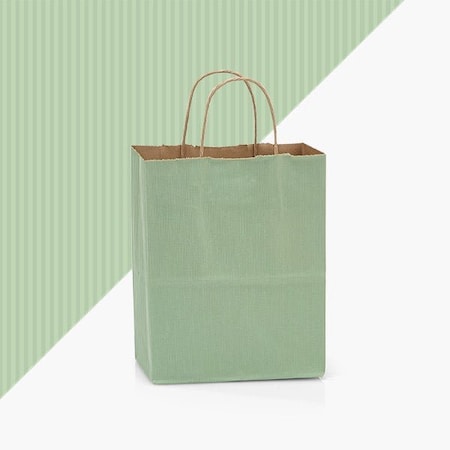 Nashville Wraps Sage Green Shadow Stripe Kraft Bag, Cub 8x4.75x10.5, 250PK SASBC