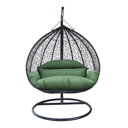 Leisuremod Teardrop Hanging Swing Chair with Stainless Steel Stand, 440 lb Capacity, Weatherproof RSCBL-57DG