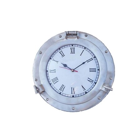 Handcrafted Decor Brushed Nickel Deluxe Class Porthole Clock- 12 in. WC-1445-12-BN