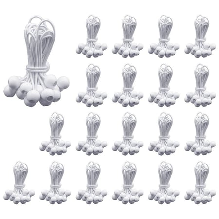 Mytee Products 500 Pcs 6in White Ball Bungee Cords for Tarp Tie Down - 5 MM Thick, 20PK BUNGEE-BALL6-WHITEx20