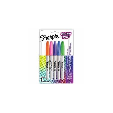 Sharpie Glam Pop Permanent Markers, Fine Marker Point, Assorted Ink, 6PK 2185230
