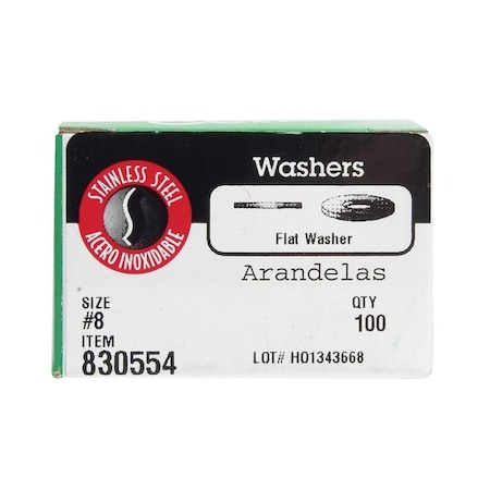 Hillman Stainless Steel .164 in. Flat Washer, 100PK 0830554