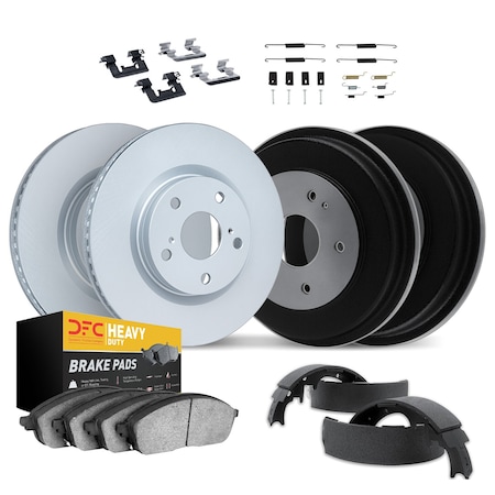 Dynamic Friction Co DFC GEOSPEC Coated Rotor- Heavy Duty Brake Pad includes Hardware and Adjuster 4284-54050