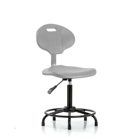 Blue Ridge Ergonomics Poly Chair-Medium Bench Height with Round Tube Base & Stationary Glides in Gray Poly TPMBCH-RT-A0-RG-GRY
