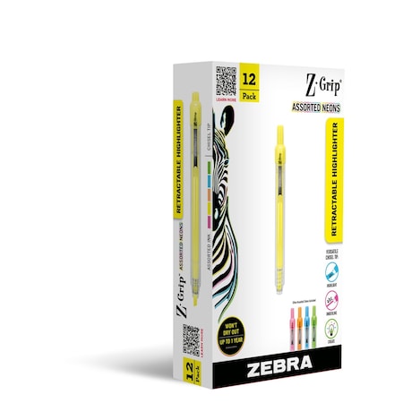 Zgrip Retractable Highlighter Assorted 71200