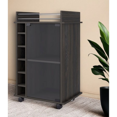 Homeroots Espresso Rolling Bar Cart With Wine Storage 535101