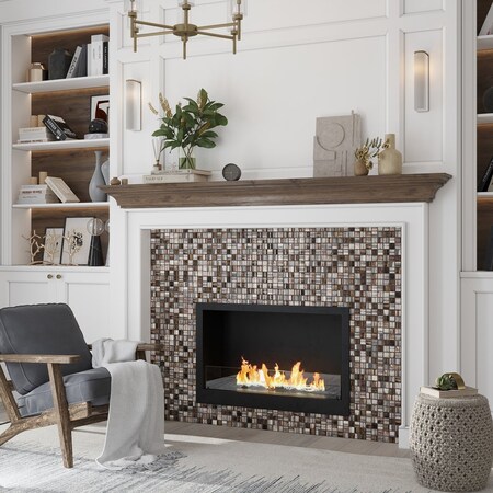 Apollo Tile Black 11.3 in x 11.3 in Glass Glossy, Matte Floor and Wall Mosaic Tile 4.43 sqft/case, 5PK APLJP88305A