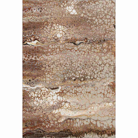 Homeroots 8' X 10' Beige Ivory And Black Abstract Washable Indoor Outdoor Area Rug 643532