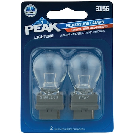 Peak 3156 12.8V Mini Incandescent Automotive Bulb, 2PK 3156LL-BPP