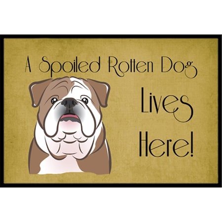Carolines Treasures BB1467JMAT English Bulldog Spoiled Dog Lives Here Indoor & Outdoor Mat, 24 x 36 in. BB1467JMAT