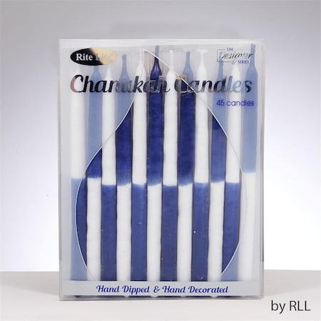 Rite Lite Decorative Hand Dipped Chanukah Candles, Two-Tone Blue & White - 45 Piece C-40-BW